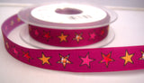 R8241 16mm Magenta Purple Taffeta Ribbon with a Gingham Star Print - Ribbonmoon