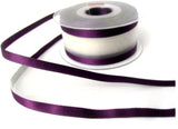 R8409 40mm Double Face White Sheer Ribbon with Purple Satin Borders