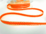 R8683C 7mm Fluorescent Orange Double Face Satin Ribbon, Metallic Silver Edge