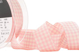 R9131 25mm Pink and Ivory Natural Gingham Ribbon by Berisfords