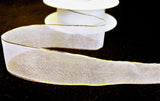R9434 25mm White Super Sheer Ribbon with Gold Metallic Borders,Berisfords