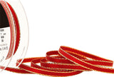 R9682 7mm Scarlet Berry Red Satin Ribbon, Metallic Gold Edge, Berisfords