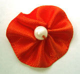 RB086 Autumn Orange Satin Rosette Bow with a Pearl Centre by Berisfords - Ribbonmoon
