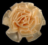 RB096 Cream Satin Ruched Rosette by Berisfords - Ribbonmoon