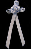RB131 Bluebell Blue 3mm Satin Long Tail Rose Bow by Berisfords - Ribbonmoon