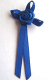 RB139 Electric Blue 3mm Satin Long Tail Rose Bow by Berisfords - Ribbonmoon