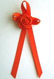 RB144 Autumn Orange 3mm Satin Long Tail Rose Bow by Berisfords - Ribbonmoon
