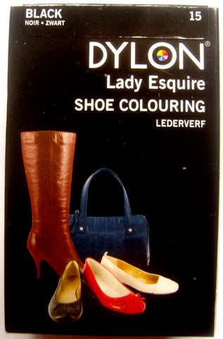 Dylon Black Shoe Dye 20ml Bottle with Pad,Brush and Instruction Leaflet - Ribbonmoon