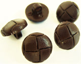 B10219 15mm Dark Brown Leather Effect "Football" Shank Button