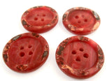 B11409 23mm Red Based 4 Hole Button with an Iridescent Shimmer