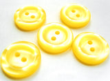 B15501 20mm Lemon Polyester 2 Hole Button, Vivid Shimmer, Raised Rim