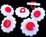 B14651 15mm White and Red Daisy Flower Design Nylon Shank Button