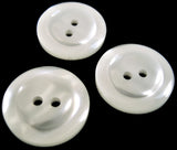 B15526 20mm White Polyester 2 Hole Button,Vivid Shimmer and Raised Rim