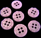 B17184 11mm Lavender Etched Flower Polyester 4 Hole Button