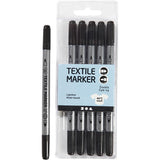 Fabric Pens Textile Markers. Black x 6 Pens with Double End Tips.