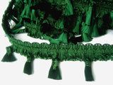 FT3116 55mm Dark Green Tassel Fringe on a Decorated Braid