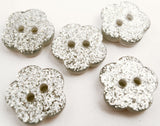 B8266 15mm Silver Glittery Flower Shape 2 Hole Button