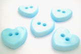 B14625 14mm Pale Blue Glossy Love Heart Shaped 2 Hole Button