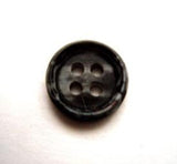 B10427 14mm Black and Shimmery Grey 4 Hole Button - Ribbonmoon