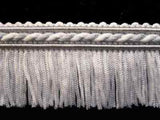 FT1830 35mm White and Silver Grey Cut Fringe on a Corded Braid - Ribbonmoon