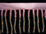 Bead Fringe 47 40mm Pink,Green and Jasmine Beads on 10mm Satin Ribbon