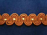 FT325 14mm Golden Brown and Honey Scroll Gimp Braid Trimming