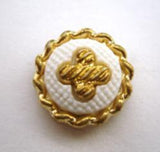 B14878 17mm White and Gilded Gold Poly Shank Button - Ribbonmoon