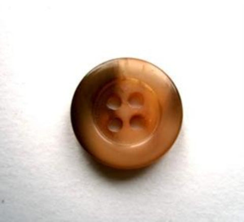 B16671 15mm Tonal Burnt Apricot and Brown Gloss 4 Hole Button - Ribbonmoon