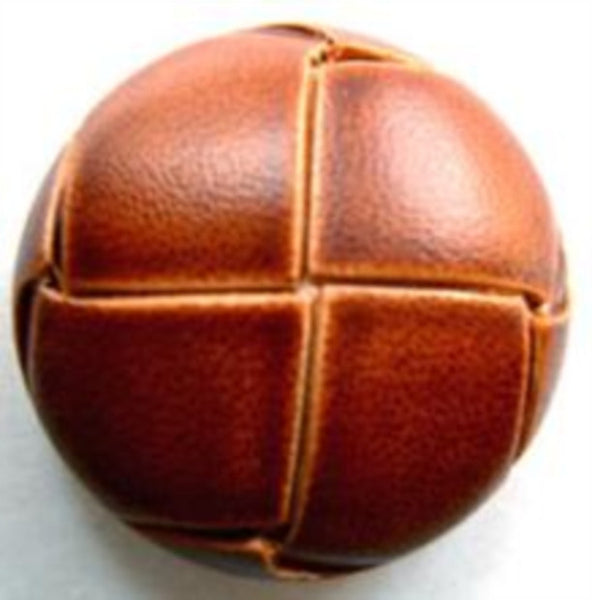 B8750 22mm Tan Brown Leather Effect Football Button Ribbonmoon