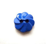 B9409 12mm Royal Blue Gloss Flower Shape 2 Hole Button - Ribbonmoon