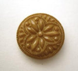 B15370 19mm Drab Golden Brown Flowery Textured Shank Button