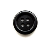 B10838 15mm Black 4 Hole Button,Matt Centre, Raised Gloss Rim