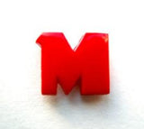 B7068 14mm Letter M Alphabet Shank Button Red