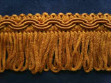 FT388 32mm Golden Brown Looped Fringe on a Decorated Braid - Ribbonmoon