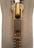 Z2522 YKK 16cm Beige Grey Closed End No.5 Zip with Brass Teeth - Ribbonmoon