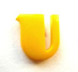 B7088 14mm Letter U Alphabet Shank Button Yellow