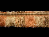 FT598 4cm Peach, Cream and Moss Green Cut Ruched Fringing - Ribbonmoon