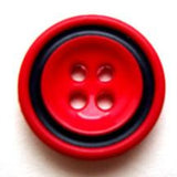 B7442 18mm Red and Navy Gloss 4 Hole Button - Ribbonmoon