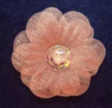 RB476 25mm Peach Flower with an Iridescent Sequin and Pearl Centre