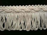 FT867L 34mm Ivory Looped Fringe on a Decorated Braid