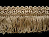 FT464 33mm Deep Beige Looped Fringe on a Decorated Braid - Ribbonmoon