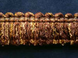 FT1509 3cm Rosy Brown,Ecru and Deep Honey Gold Cut Ruched Fringing - Ribbonmoon