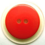 B15224 27mm Slasa Red 2 Hole Button with a Frosted Translucent Rim - Ribbonmoon
