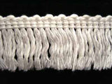 FT935 28mm White Thin Cut Ruched Brush Fringing