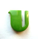 B7089 14mm Letter U Alphabet Shank Button Green
