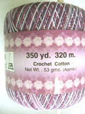 Crochet Cotton Varigated Purples and White, 320 Metres, 53 Gram Ball - Ribbonmoon