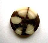 B16693 18mm Dark Brown and Cream Bone Sheen 4 Hole Button - Ribbonmoon