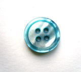 B17461 14mm Turquoise Blue and Pearl Real Shell 4 Hole Button