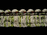 FT1555 21mm Dusky Spring Green and Beige Cut Ruched Fringing - Ribbonmoon