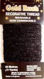 GLITHREAD07 Black Decorative Glitter Thread, Washable, 10 Metre Card - Ribbonmoon